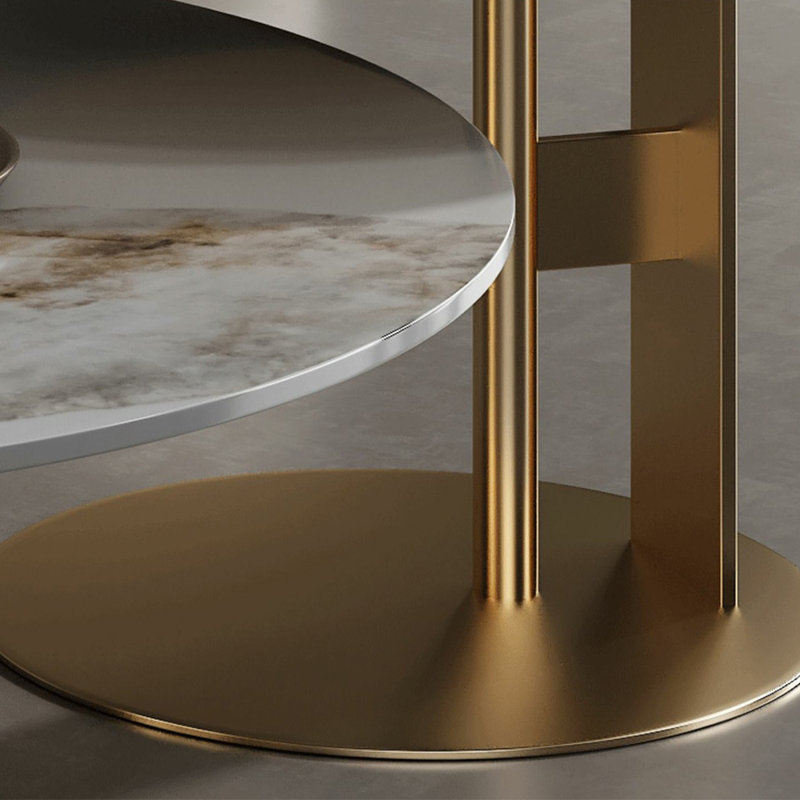 Ensemble de tables basses en pierre italienne, 19.69" H x 55.12" L x 35.43" W, Gold