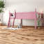 Lits mezzanine pleine grandeur avec tablette pour livres Safe, panneau de fibres à densité moyenne en bois de pin, chambre d'enfant rose moderne