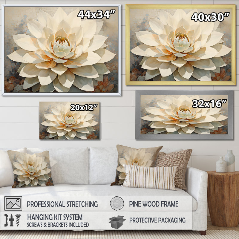 " Beige Succulent Soft Bloom ", Black Floater Framed, 34" H x 44" W x 1.5" D