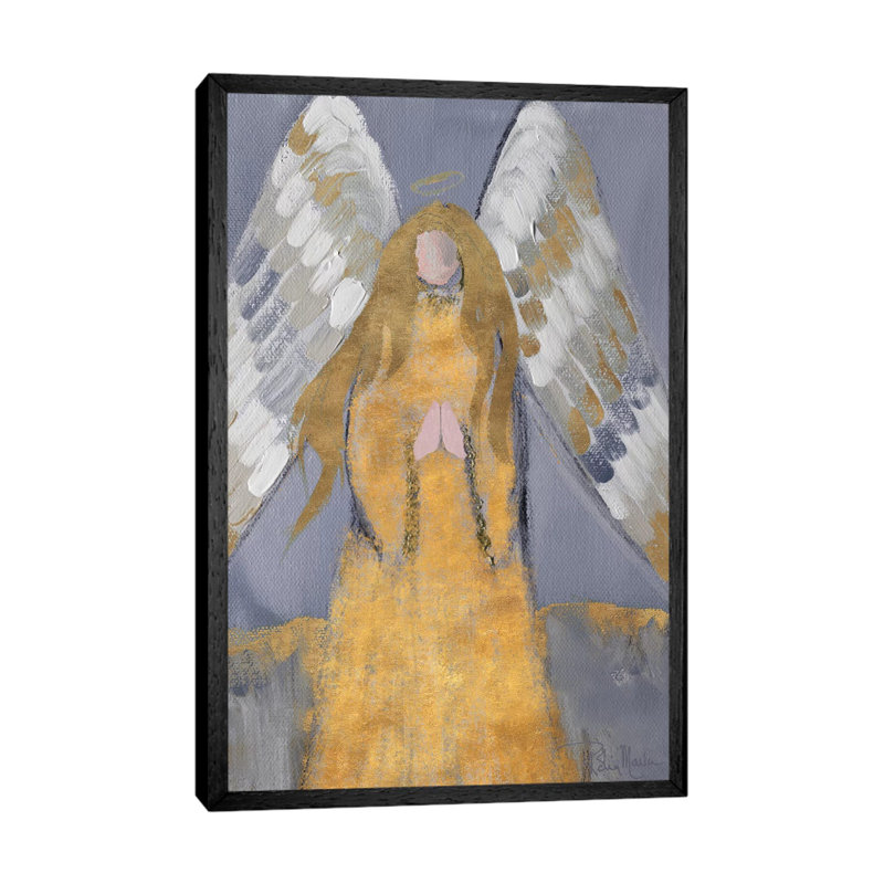 Gold And Silver Angel by Robin Maria - Painting on Canvas, Black Framed, 101.6 cm H x 66.04 cm W