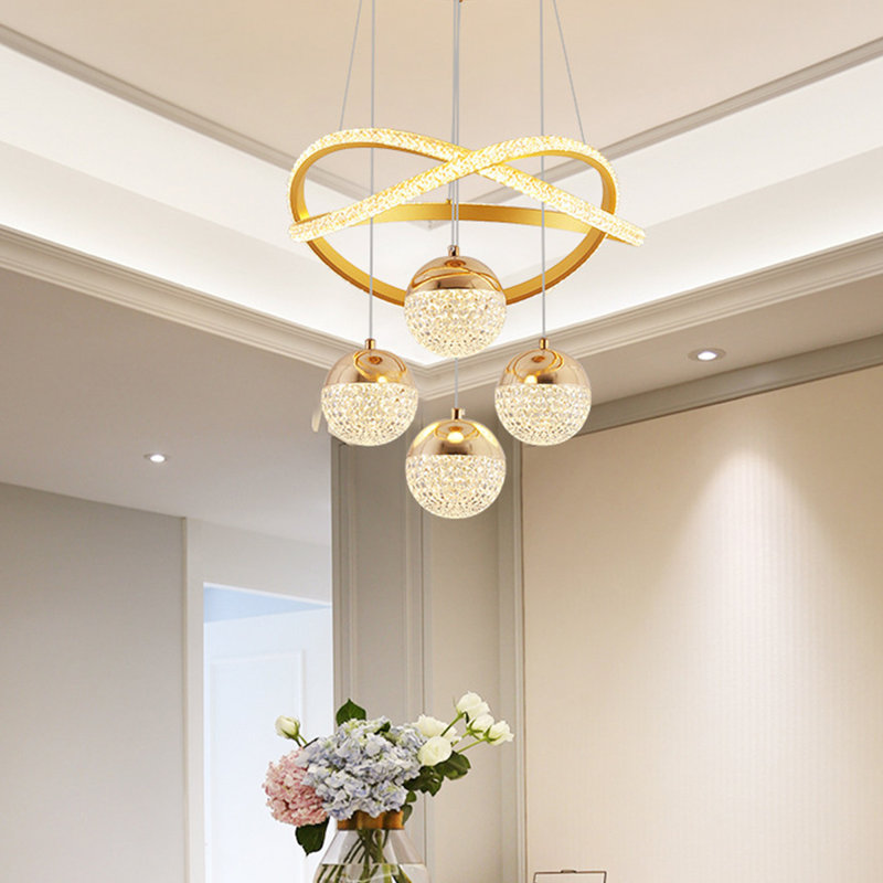 4 - Light LED Tiered Chandelier, Modern Corridor Chandelier  With Built-In Led Light Source, Gold