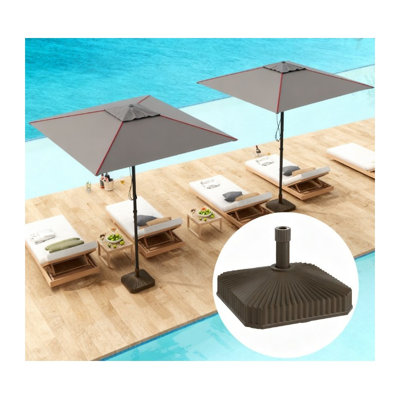 Base de support de parasol d'extérieur carré robuste en PEHD brun pour poteaux de 1,3 po et 1,5 po