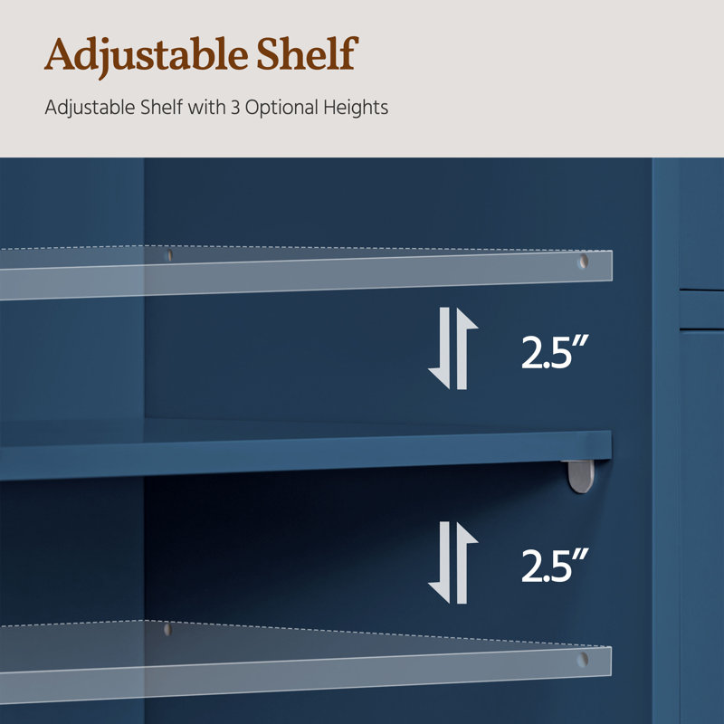 Brigit Free-Standing Bathroom Cabinet with Adjustable Shelf, 3 Drawers and a Niche, Navy Blue, 34.1" H x 22" W x 12" D