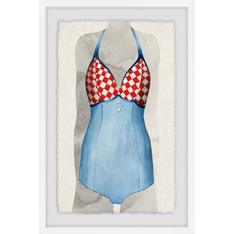Vintage Bathing Suit III - Single Picture Frame Painting, 30cm H x 20cm W x 4cm D