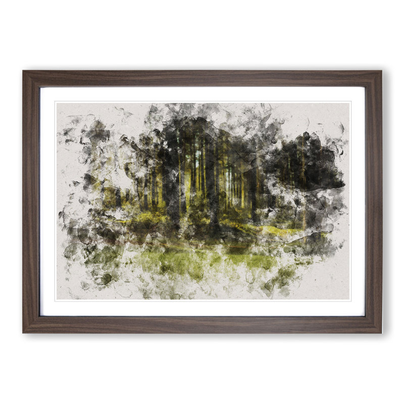 Green Forest Vol.4 - Picture Frame Graphic Art, 36cm H x 48cm W x 2cm D, Walnut Framed