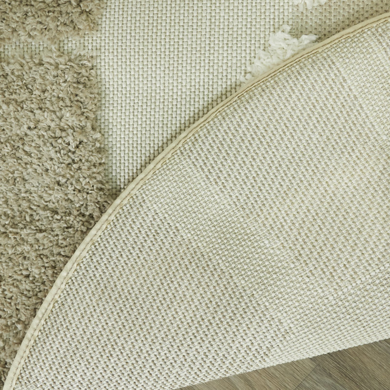 Tapis rond à poils longs Levant Lion, Tanné