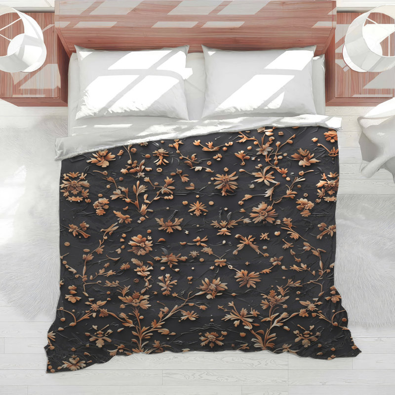 Édredon bronze à motif floral, Twin