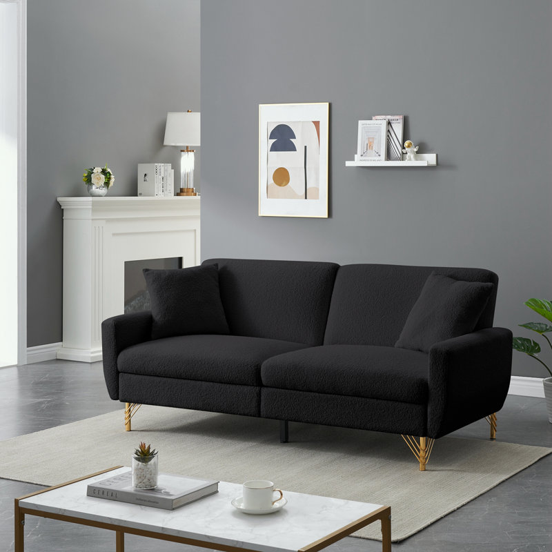  Bertan Upholstered Convertible Sofa, Black Foam