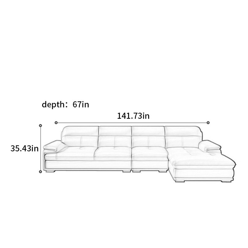 Canapé droit moderne nordique, H 35,43 po x l 141,73 po x P 67 po, 4