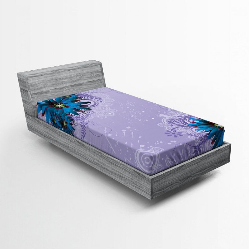 Microfiber Floral Fitted Sheet, Twin Fitted Sheet