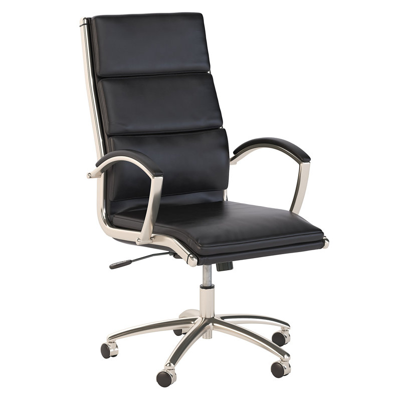 BBF Seating Faux Leather High Back Executive Chair, Black Leather