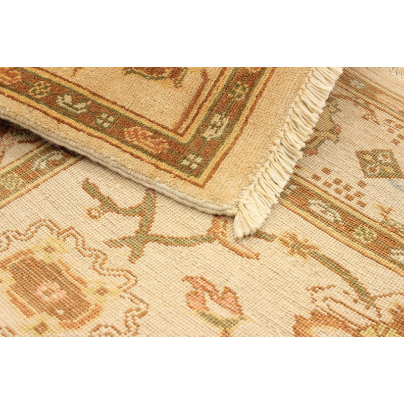 Tapis unique en laine noué à la main style Chobi des années 2010 de 4 pi 1 po x 6 pi 1 po brun clair Quincella