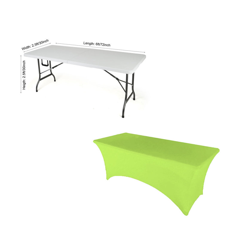 4Ft, 6Ft, 8Ft Spandex Tablecloth Fitted Stretch Rectangular Table Cover For Dining Wedding Party, Lime, 72" x 30"