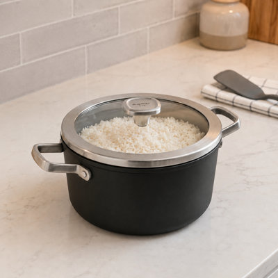 Marmite BergHOFF Leo Graphite en céramique antiadhésive de 24 cm (9,5 po) et de 5,75 pintes (5,5 l) avec couvercle en verre