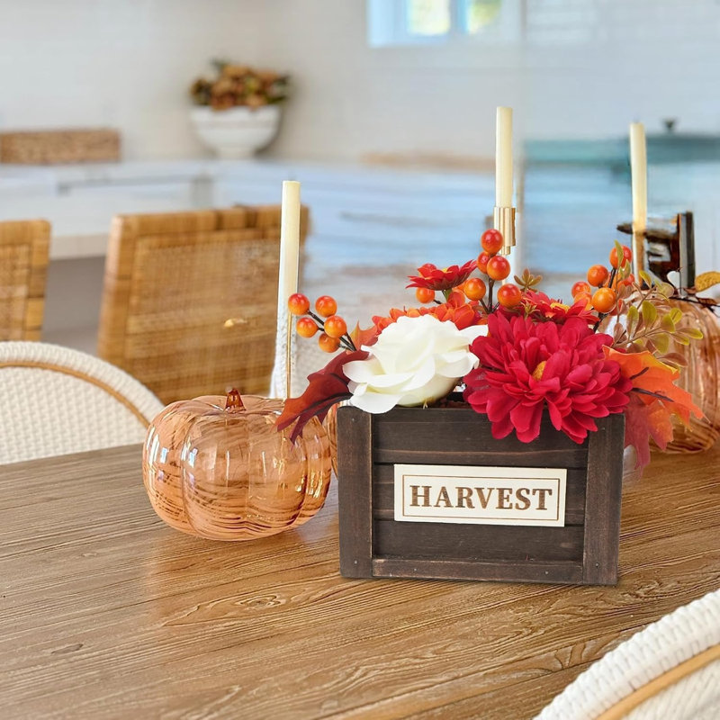 Rustic Fall Floral Centerpiece With White Roses & Berries