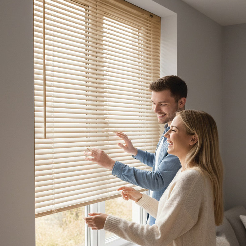 PVC Room Darkening Venetian Blind, Natural, 150 cm L x 195 cm W