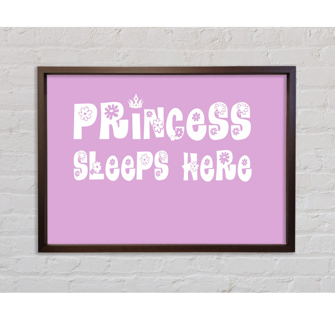 Princesss Sleeps Here Pink - Einzelner Bilderrahmen Typografie auf Leinwand