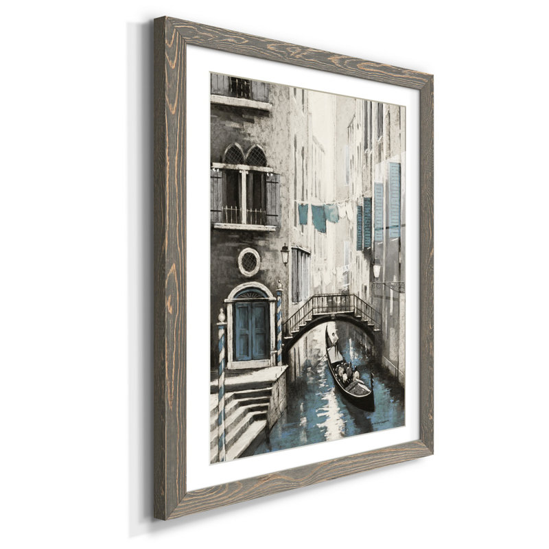 Venise I - reproduction d'art, H 37,5 po x l 27,5 po x P 1,5 po, Grey Framed Paper, Blanc