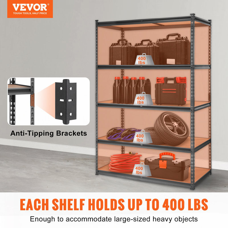 Storage Shelving Unit, 5-Tier Adjustable