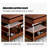 Vintage brownish solid wood height - adjustable mobile side table with storage function