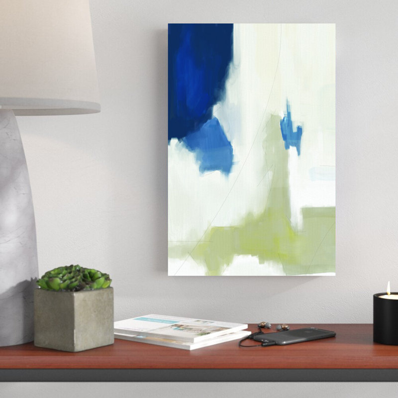 Blue And Beige Abstract Print On Canvas, 18" H x 12" W