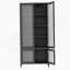 Grande armoire de rangement en métal avec 4 portes en verre, 5 tablettes et verre trempé gaufré pour une utilisation multifonctionnelle à la maison et au bureau