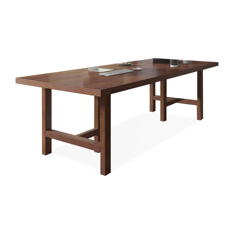 Tan Rectangular Solid Wood desk, 29.53" H x 94.49" W x 39.37" D