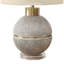 Lampe de table Phoebe, résine globe doré et brun, abat-jour en lin beige-117053779