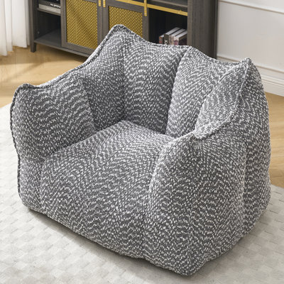Pouf en mousse haute résilience - Fauteuil en chenille grise pour chambre, salon, salle à manger, confort optimal dans la chambre