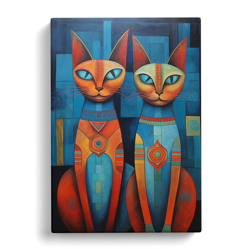 Egyptian Cat Orphism No.2 - Wrapped Canvas, 76cm H x 50cm W x 3cm D
