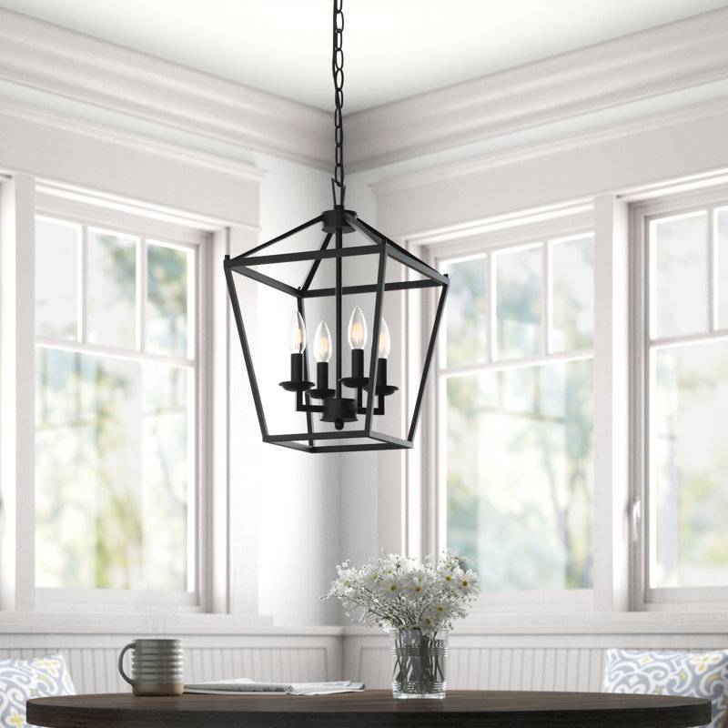 Luminaire suspendu géométrique à 4 lumières Dobson, Noir mat