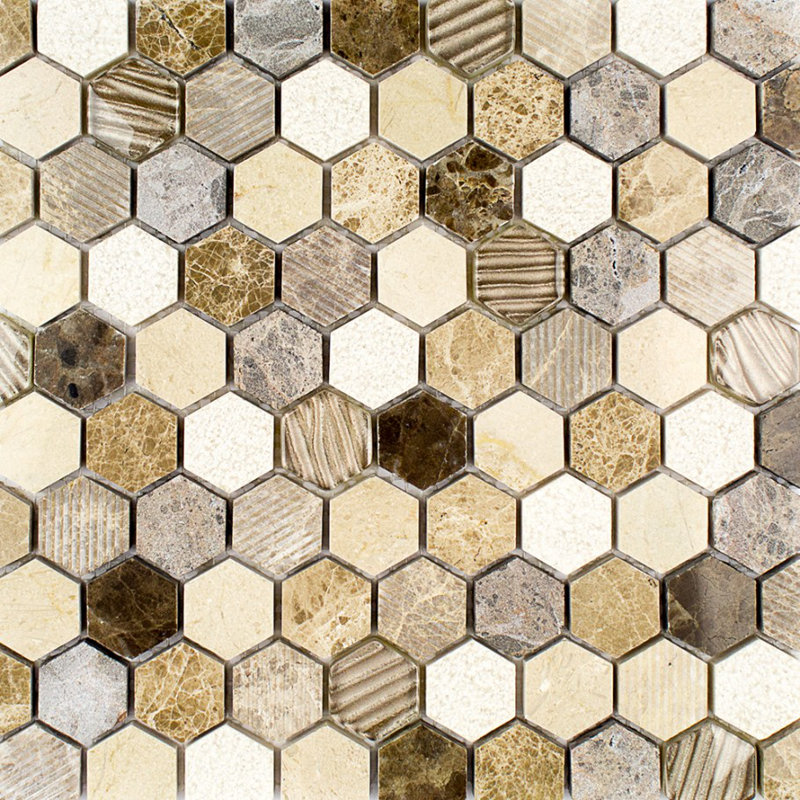 Drumlin 0.07" x 0.07" Honeycomb Mosaic Tile, Windrift