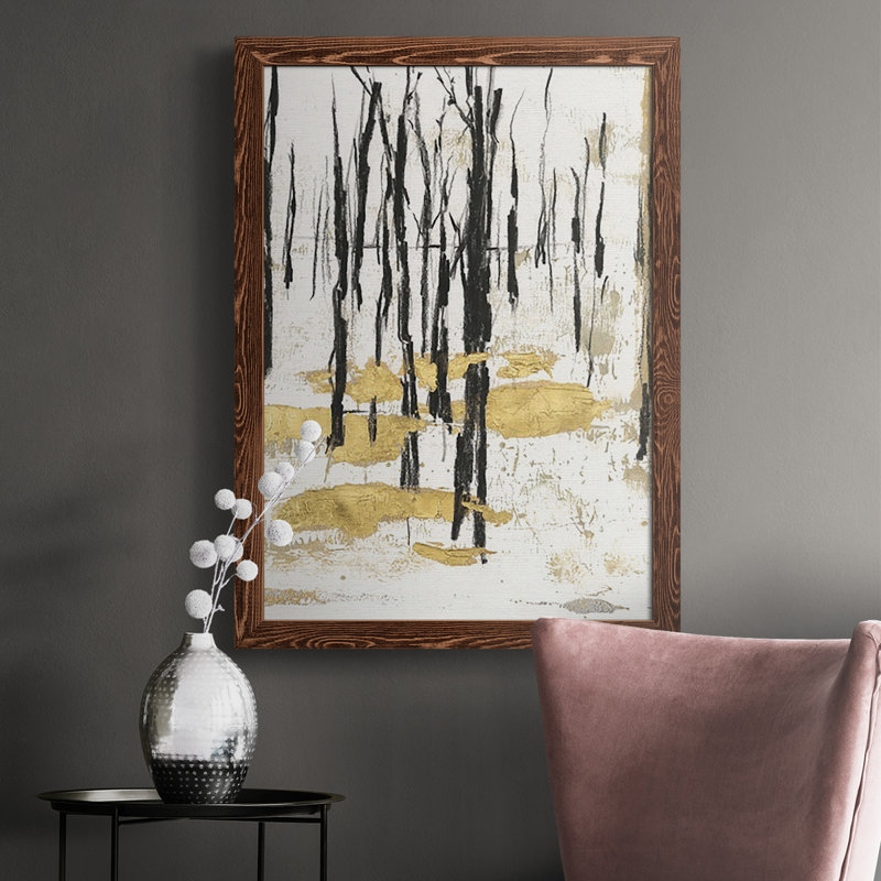 Gilded Winter I - peinture à cadre unique, Toile avec cadre érable, H 43,5 po x l 31,5 po