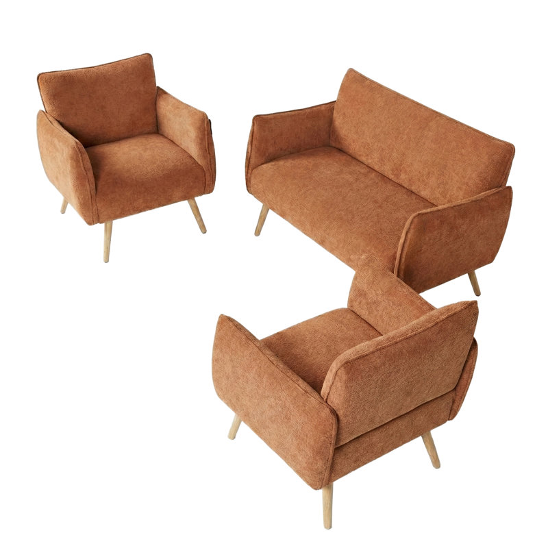 3 Piece Sofa Set, Rust