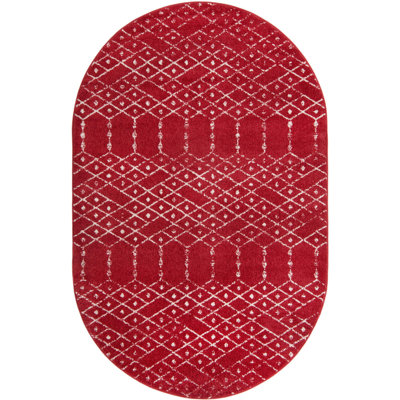 Tapis abstrait en polypropylène tissé à la machine rose framboise Brissa