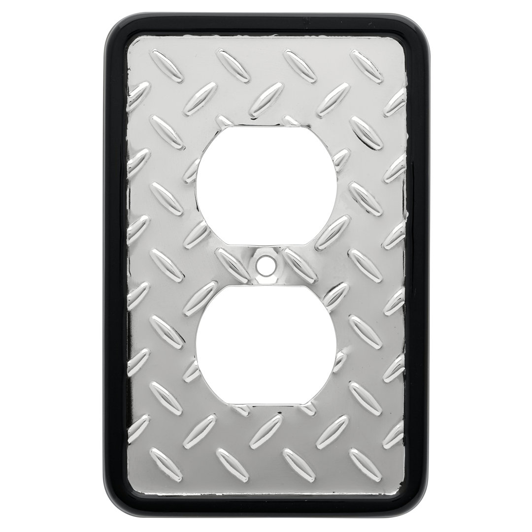 Diamond Plate 1-Gang Duplex Outlet Wall Plate Franklin Brass