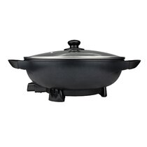 Ovente Electric Skillet with Nonstick Coating Pan & Borosilicate Glass  Cover 13 Inch, 1400 Watt Cooking Wok, Black - Bed Bath & Beyond - 23510856