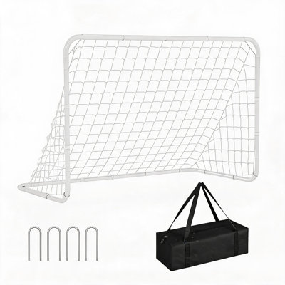6x4 FT Kids Soccer Goal Set with Portable Training Net, Foldable Backyard Soccer Goal with Ball & Storage Bag