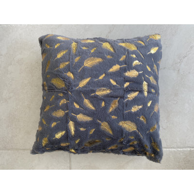 Golden Feather Appliqued Reversible Throw Pillow