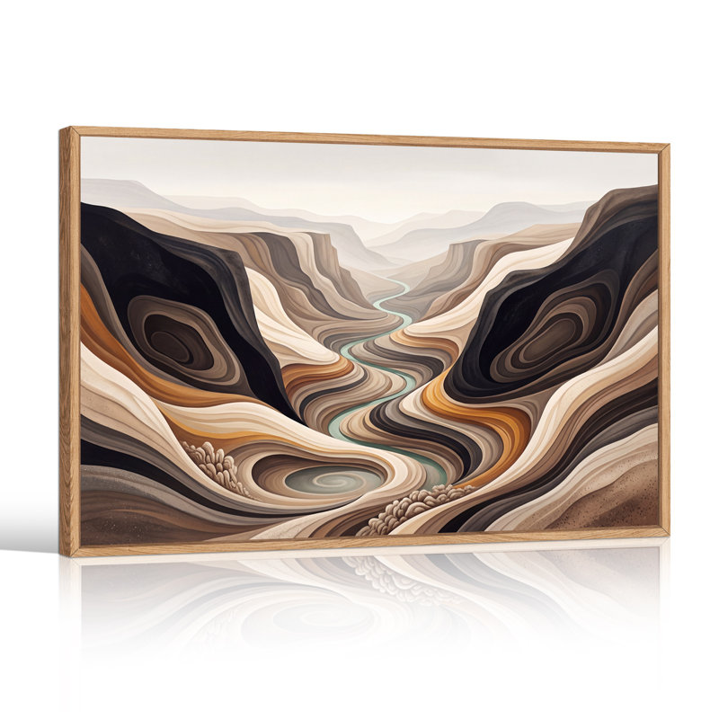 «Layered Canyon River Valley in Earth Tones», art mural sur toile, H 36 po x l 48 po
