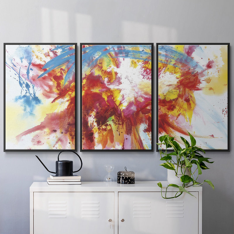 Summer Days - Multi Piece Framed Canvas, Black Framed, 36" H x 75" W