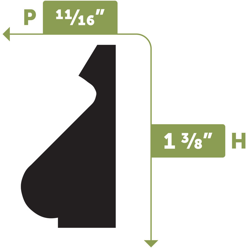 WM163 - 1 3/8"H x 11/16"D x 144"L Base Cap Flexible Moulding, 1.375"H x 144"W x 0.6875"D
