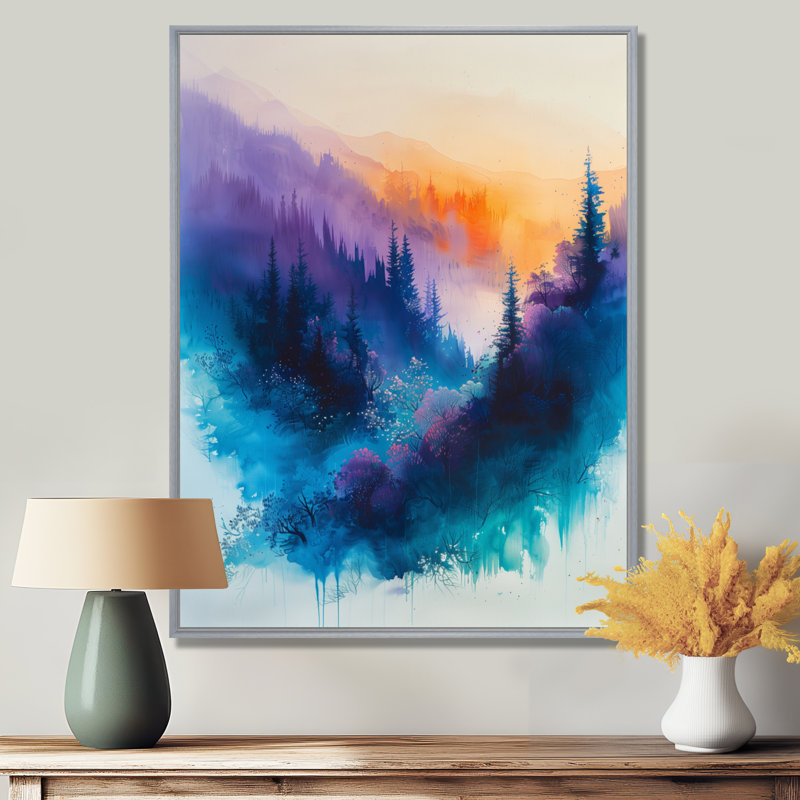 Noir, montagne, paysage, été, beauté, paysage, montagnes, art mural, salon, H 12 po x l 20 po, Toile tendue