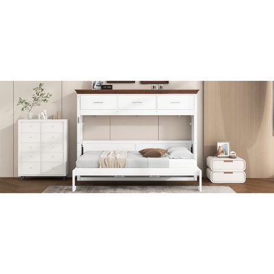 White Twin Bed With 3 Drawers, Made Of And , Space - Saving, Long Lasting, No Spring Box Needed Strong Stability,