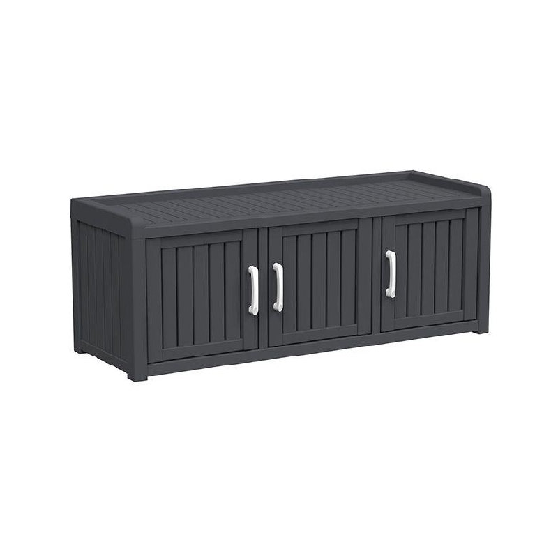 Outdoor Shoe Cabinet Triple Doors, Black