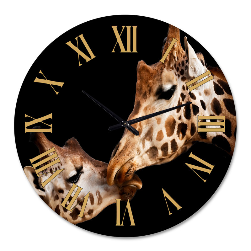 Portrait de deux girafes s'embrassant II - Horloge murale de ferme, Grand