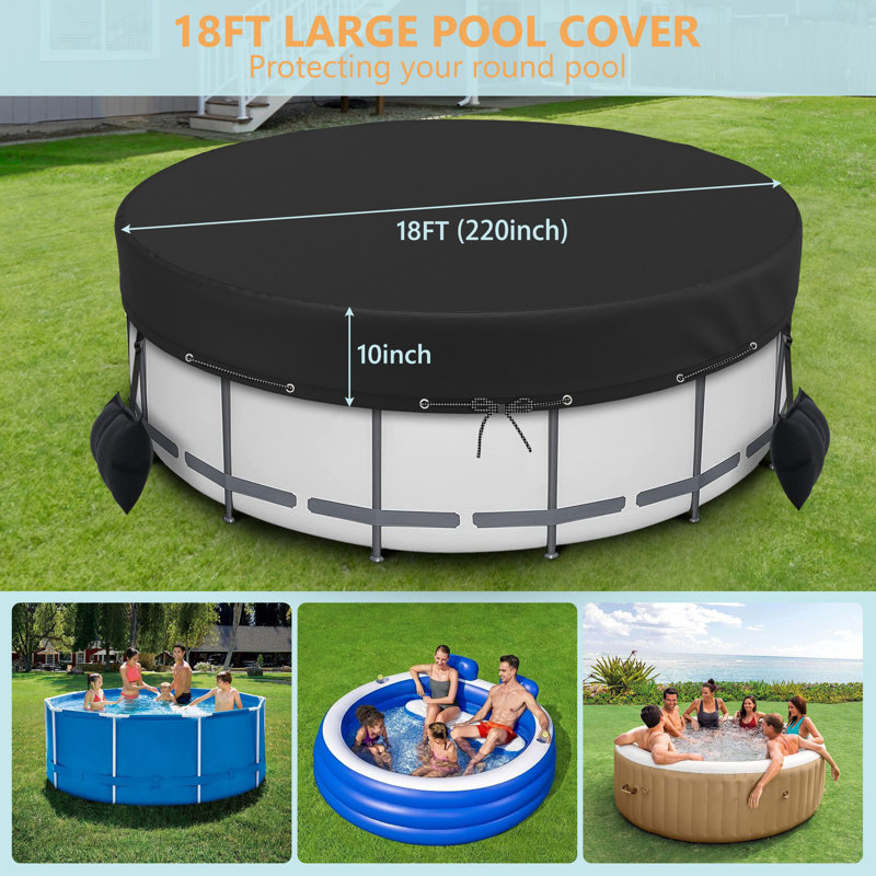 Waterproof Round Pool Cover for Above Ground Pools, 18 ft. W