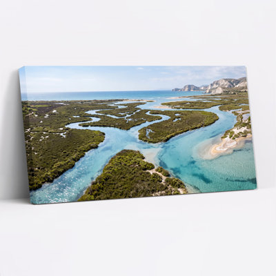 " Coastal River Delta With Turquoise Water And Green Marshes " Painting