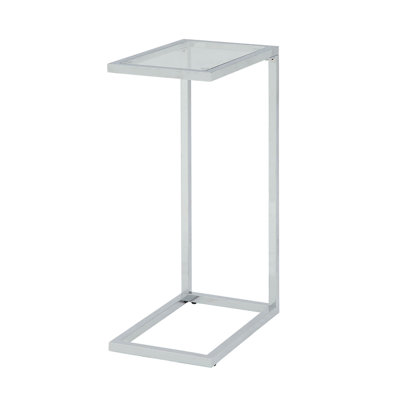 Table de bout en verre transparent et chrome 26 po