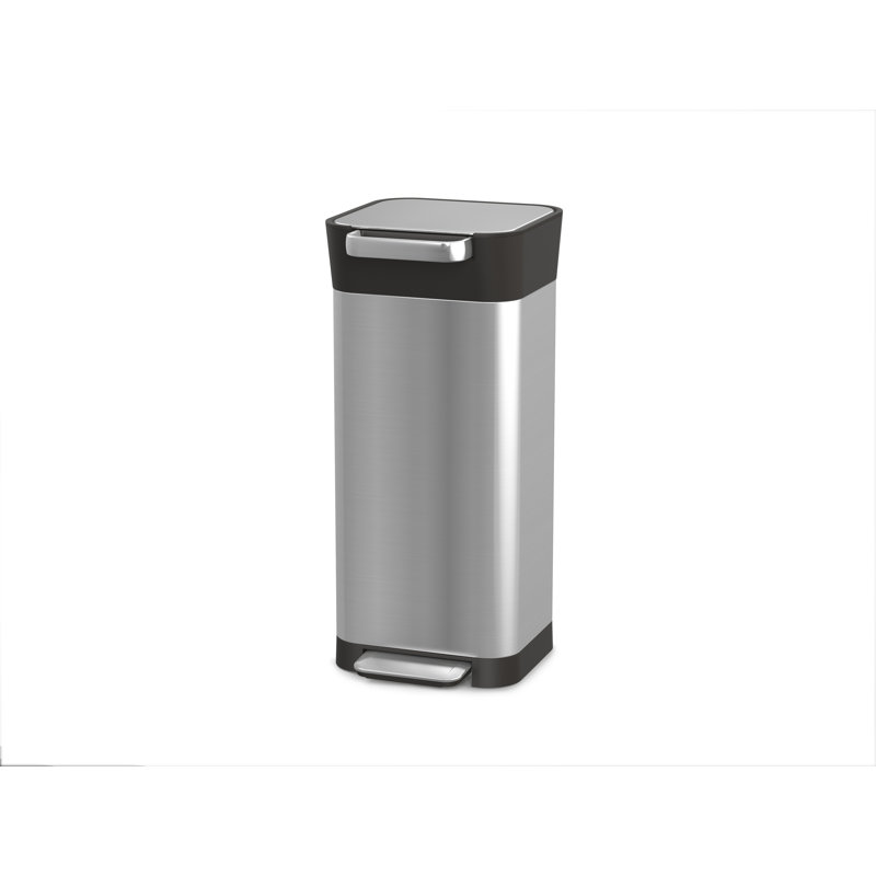 Joseph Joseph Titan Trash Compactor with Integrated Odor Control, Stainless Steel/Black, 23 Gallon